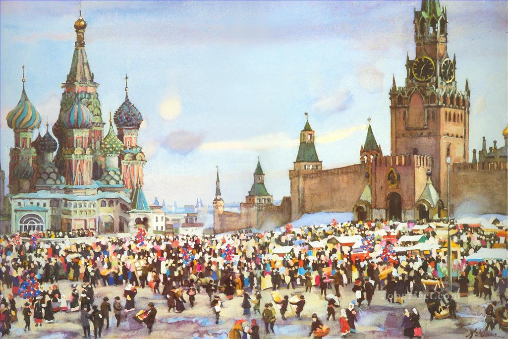 palm sunday bazaar on red square 1916 Konstantin Yuon Oil Paintings